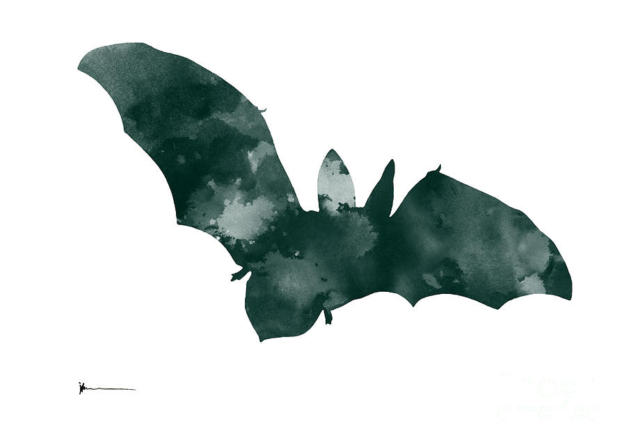 Abstract Painting - Bat minimalist watercolor painting for sale by Joanna Szmerdt