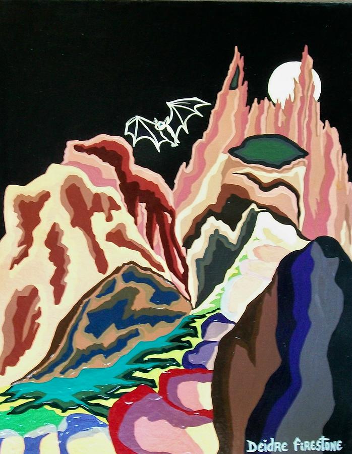 Vampire Bat Painting - Bat Mountain by Deidre Firestone