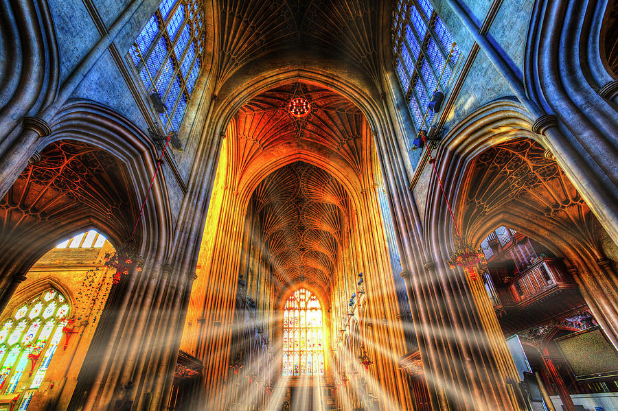 Bath Abbey Sun Rays Photograph by David Pyatt