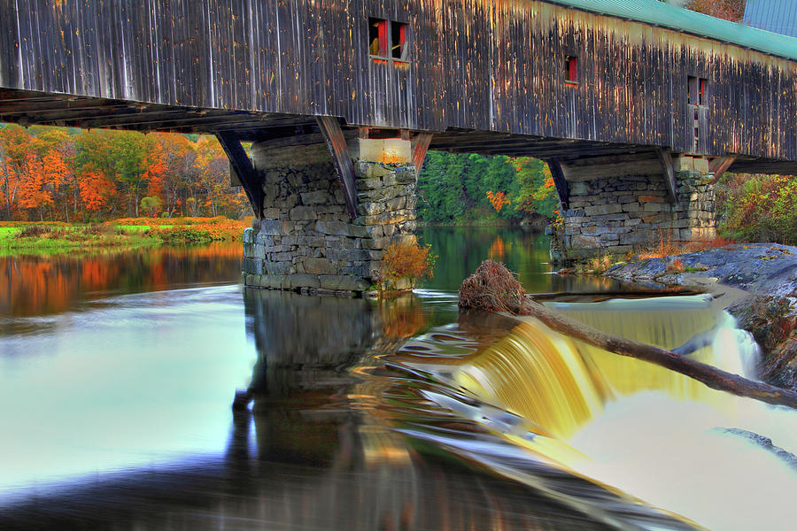 Bath Nh Photograph - Bath covered bridge in Autumn by Brian Pflanz Bath Nh Photograph - Bath covered bridge in Autumn by Brian Pflanz