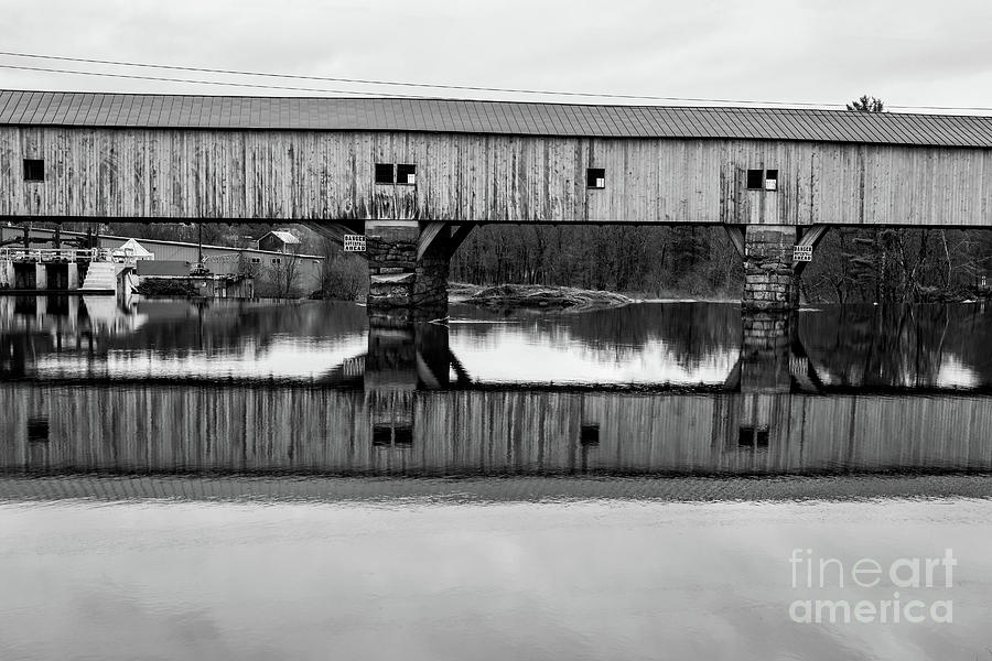Bath New Hampshire Covered Bridge Black and White Photograph by Edward Fielding