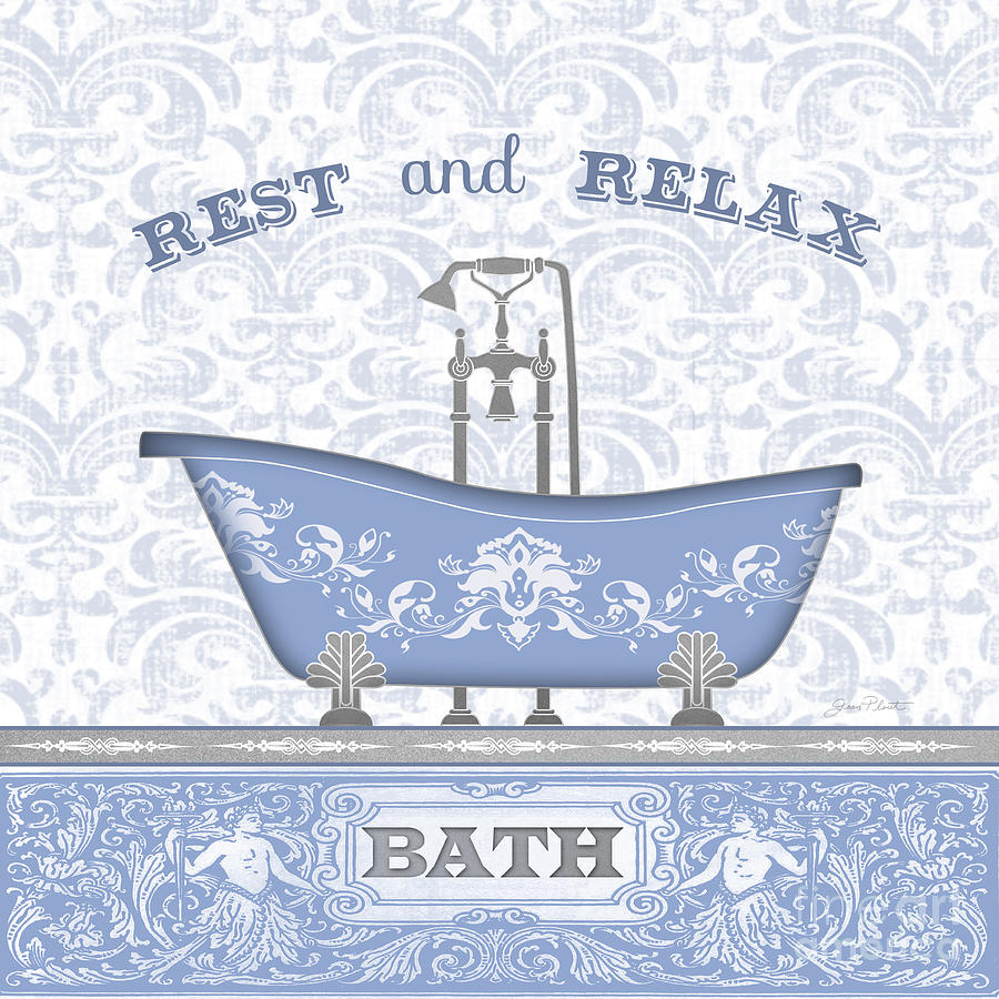 Bath Time-Blue-JP3845 Painting by Jean Plout