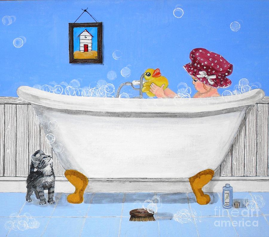 Duck Painting - Bath Time by Tracey Kemp