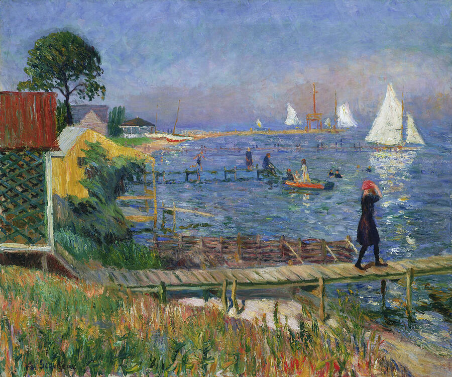 Bathers at Bellport, from circa 1912 Painting by William Glackens