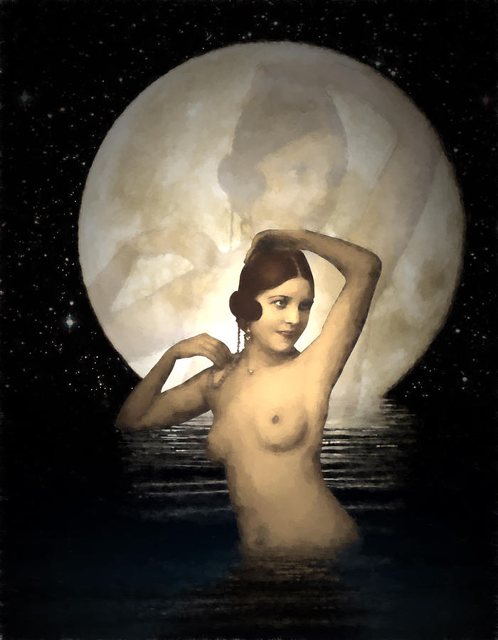 Bathing by Moonlight Digital Art by John Haldane
