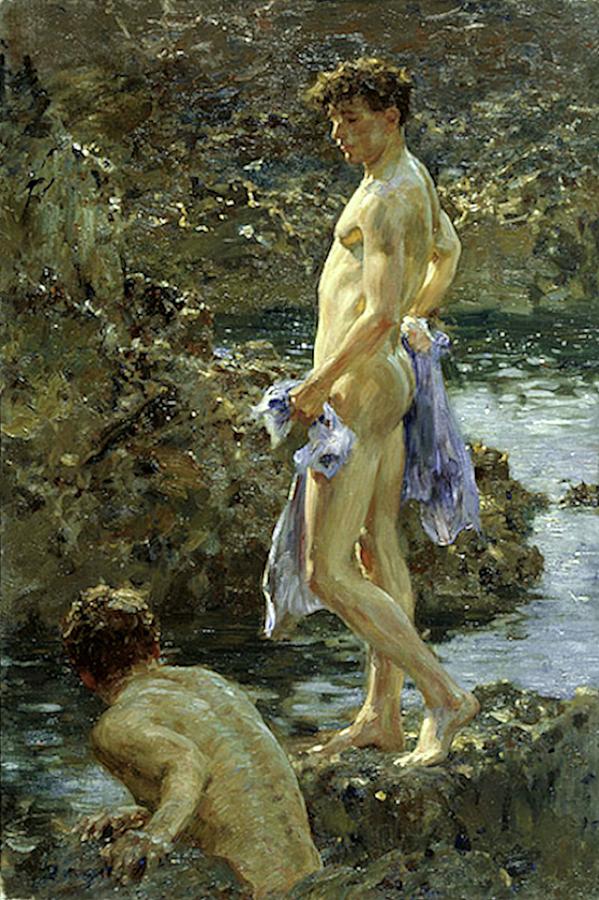 Henry Scott Tuke Painting - Bathing Group of 1914 by Henry Scott Tuke