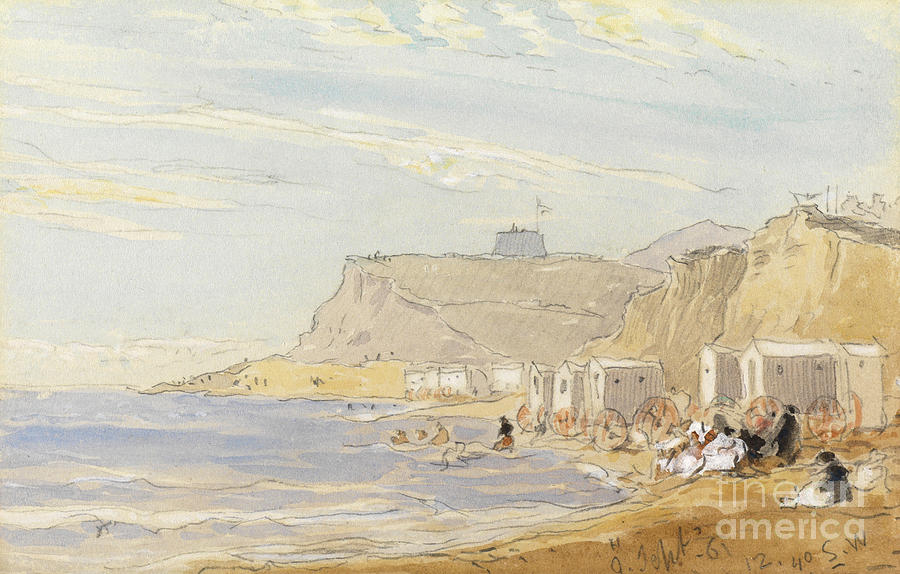 Bathing Huts On The Beach At Eastbourne Painting by MotionAge Designs