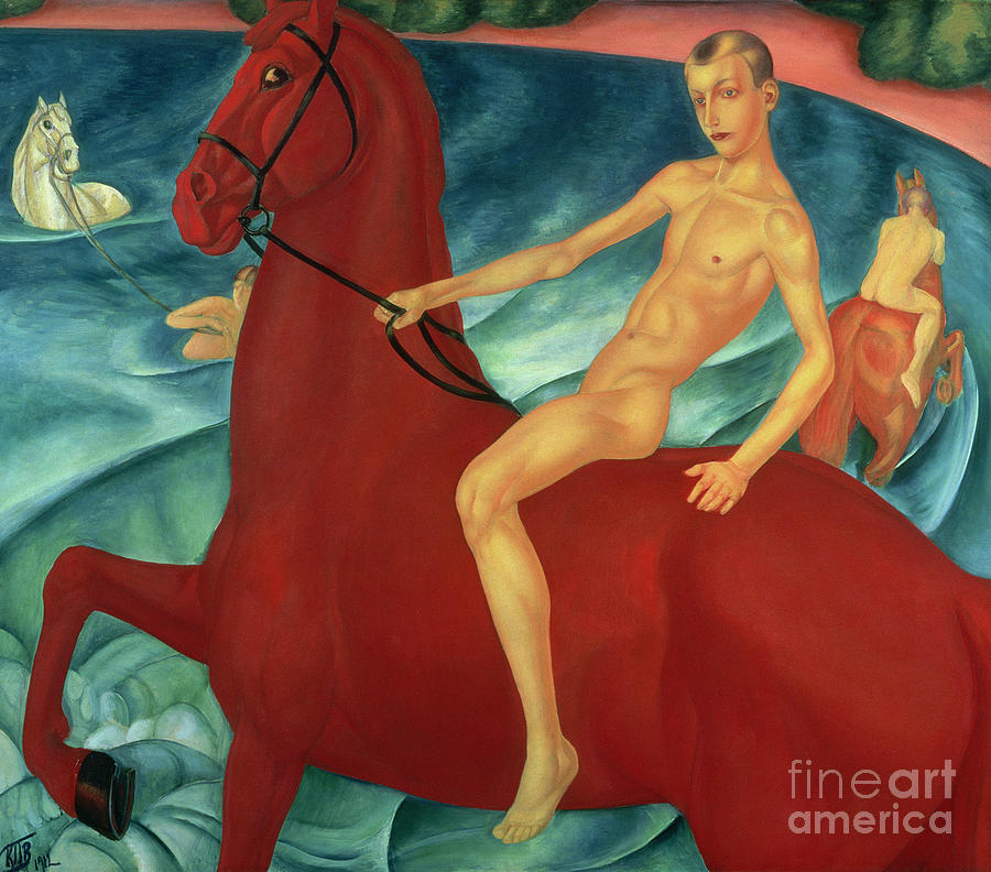 Nude Painting - Bathing of the Red Horse by Kuzma Sergeevich Petrov-Vodkin