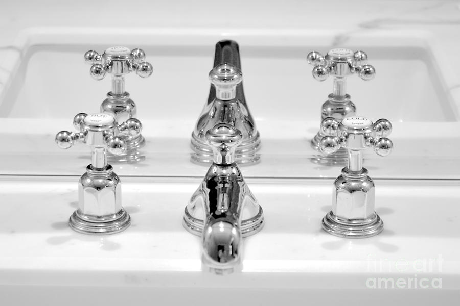 Bathroom Fixtures in Black and White Photograph by Tatyana Searcy