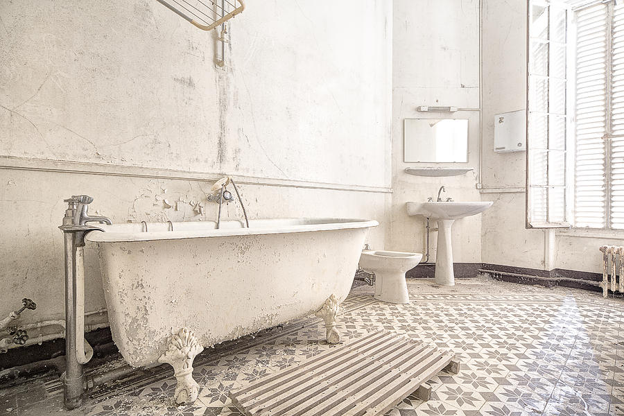 Bathroom In White - Urban Decay Photograph by Dirk Ercken