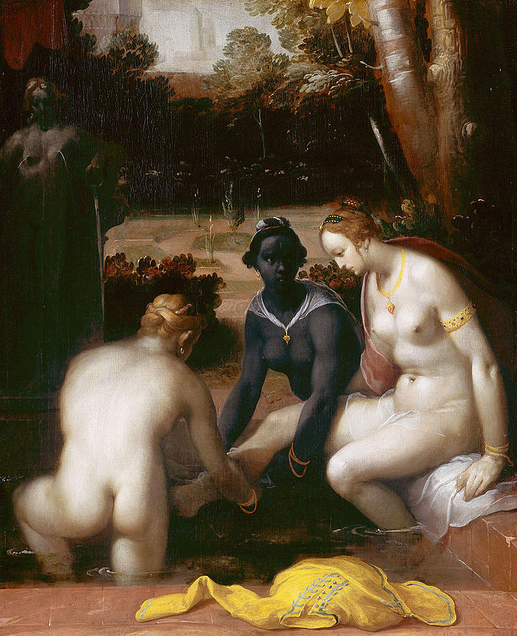 Bathseba at her bath Painting by Cornelis Van Haarlem