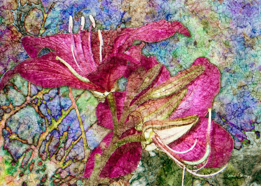 Batik Lilies Digital Art by Barbara Berney