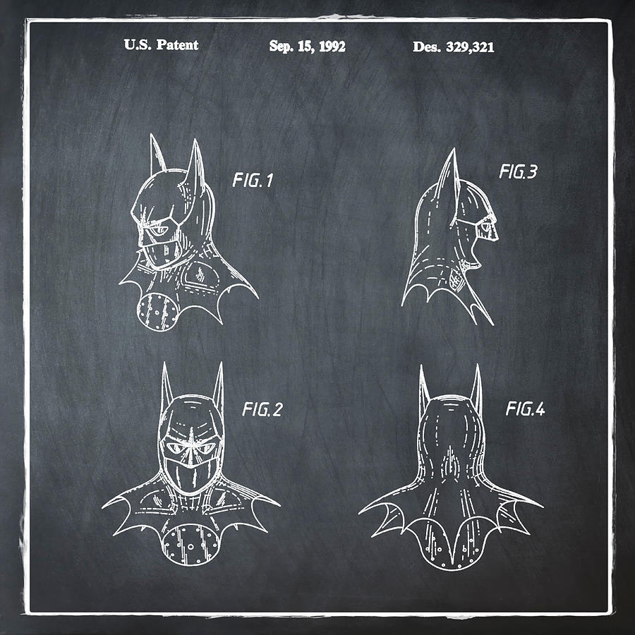 Batman Cowl Patent 1992 Chalk Photograph by Bill Cannon - Pixels