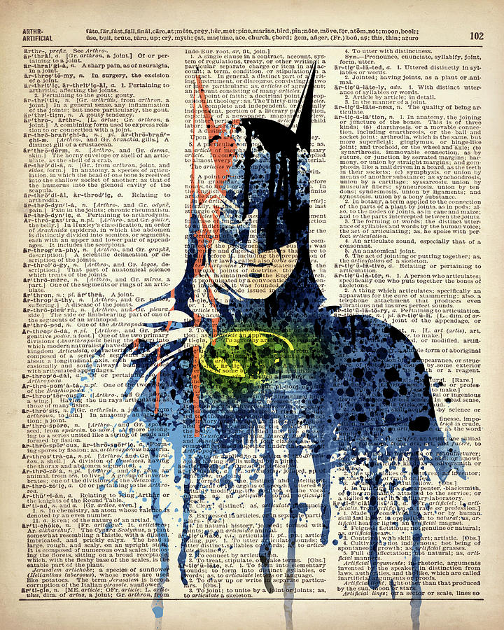 Batman On Dictionary Painting by Art Popop