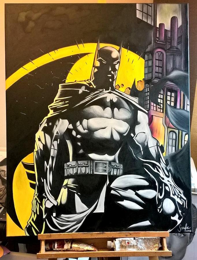 Batman Movie Painting - Batman by Sarah Maria Scharfe