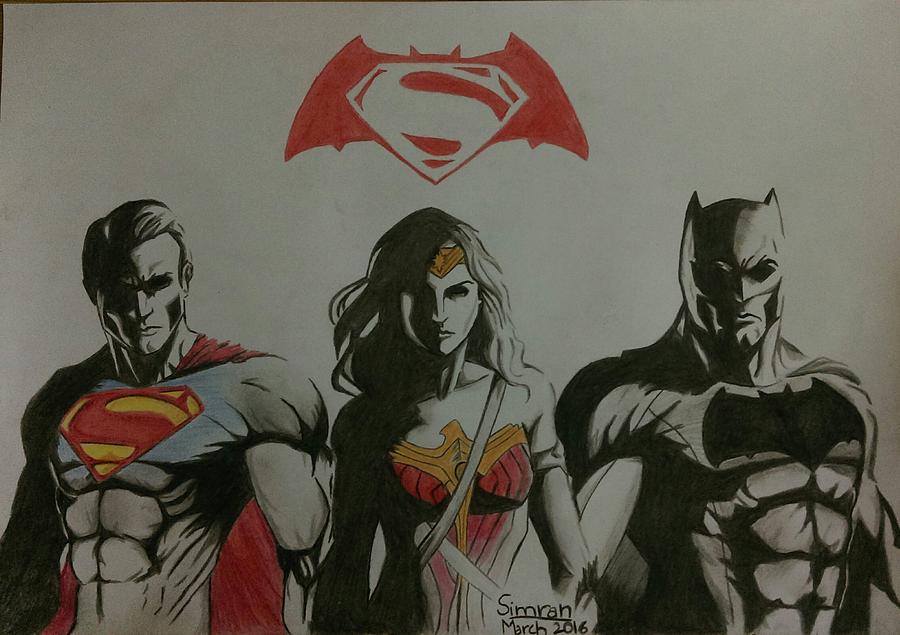Batman vs Superman Drawing by Simran - Pixels