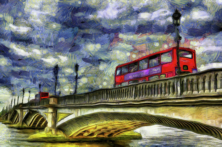 Battersea Bridge London Van Gogh Mixed Media by David Pyatt