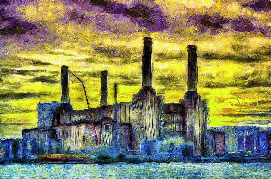 Battersea Power Station Sunset Art Mixed Media by David Pyatt