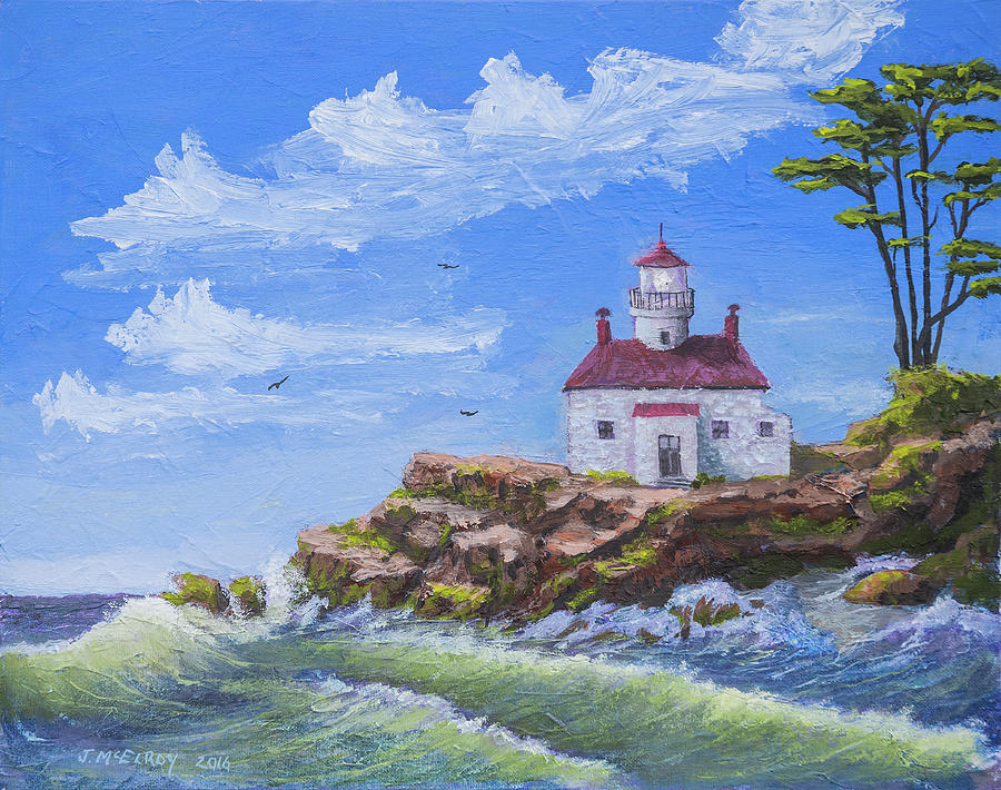 Lighthouse Painting - Battery Point Lighthouse by Jerry McElroy