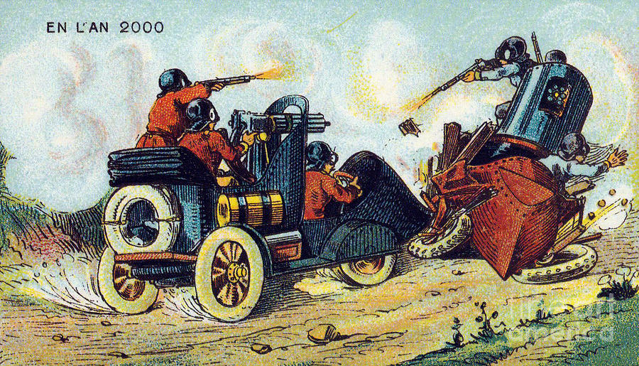 Battle Cars, 1900s French Postcard Photograph by Science Source