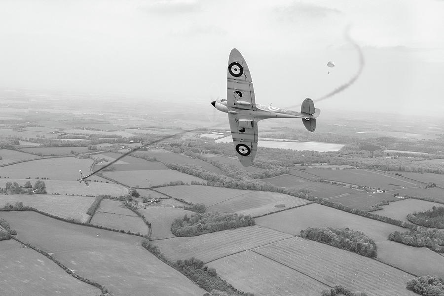 Battle of Britain Spitfire black and white version Photograph by Gary Eason