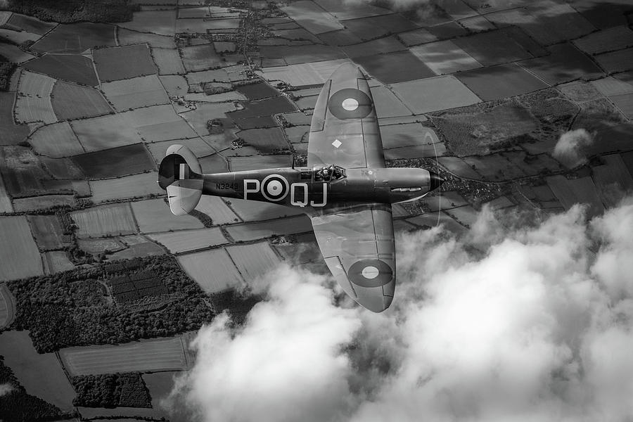 Battle of Britain Spitfire BW version Photograph by Gary Eason