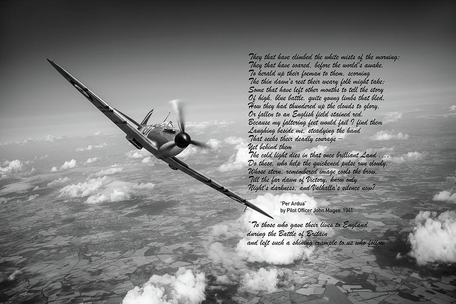 Battle of Britain Spitfire Per Ardua poem Photograph by Gary Eason