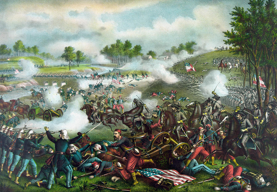Battle Of Bull Run - Civil War  Painting by War Is Hell Store