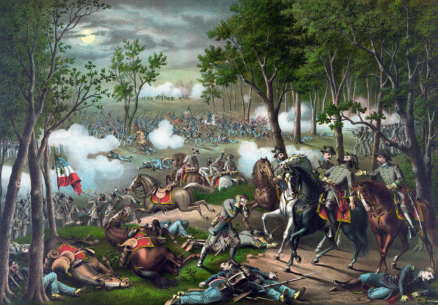 Civil War Painting - Battle of Chancellorsville - Death Of Stonewall by War Is Hell Store