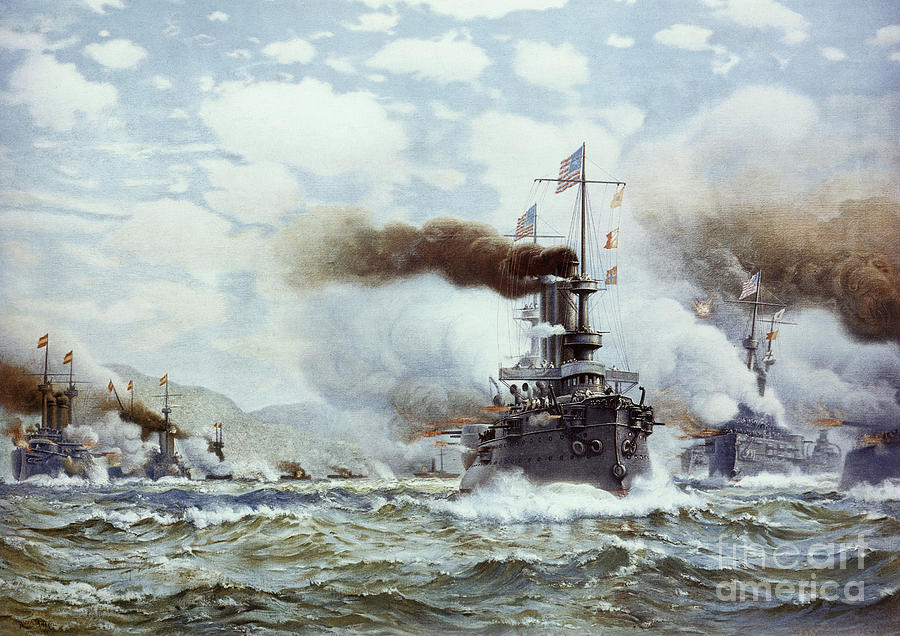 Battle Of Manila Bay 1898 Painting by Granger
