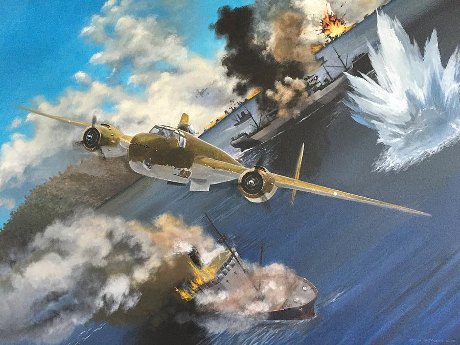 Airplane Painting - Battle of Rabaul by Devon Packwood