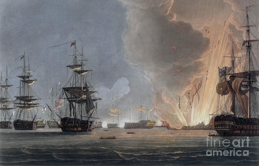 Thomas Whitcombe Painting - Battle of the Nile, August 1798 by Thomas Whitcombe