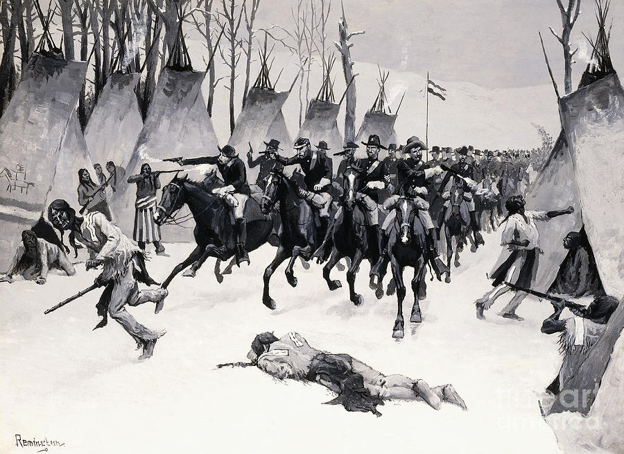 Battle of Washita Painting by Frederic Remington