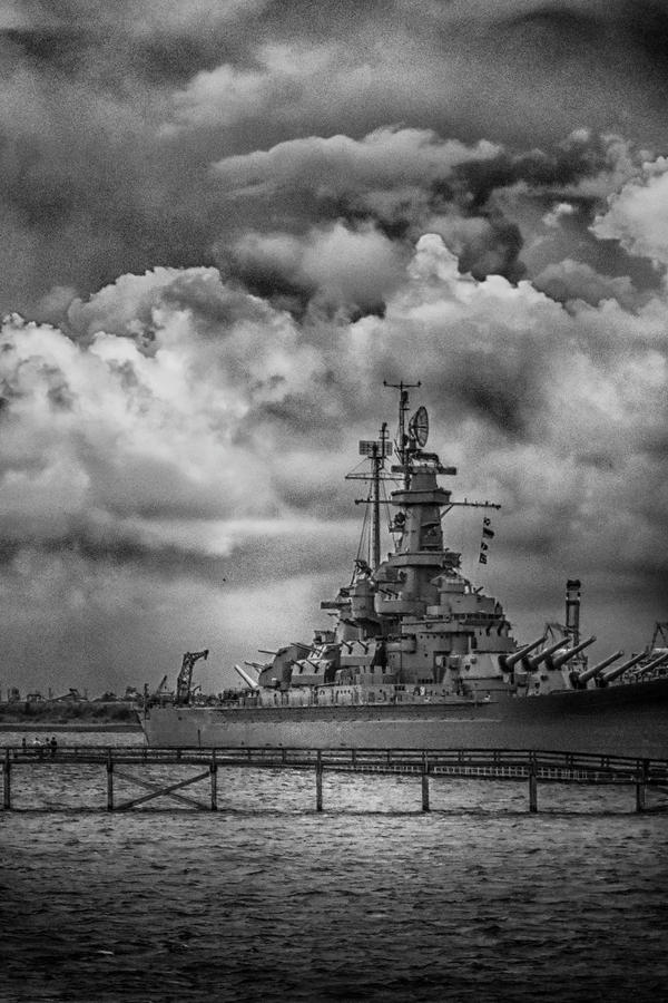 Battleship in Black and White Photograph by Judy Hall-Folde
