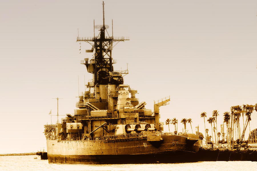 Battleship USS Iowa Vintage Photograph by Joseph Hollingsworth