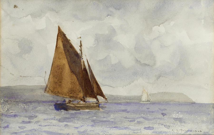 Bawley Running Up the Coast Painting by Henry Scott Tuke
