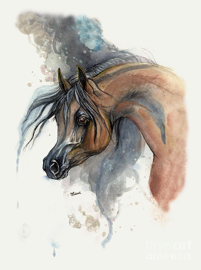 Bay Arabian Horse 2013 11 17 Painting