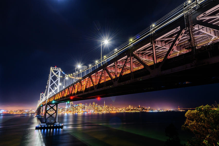 Bay Bridge and San Francisco By Night 13 Photograph by Jason Chu