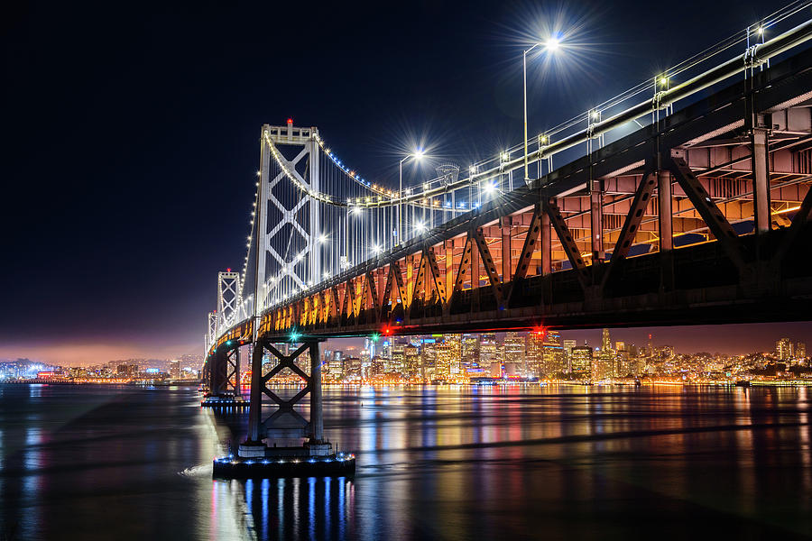 Bay Bridge and San Francisco By Night 15 Photograph by Jason Chu