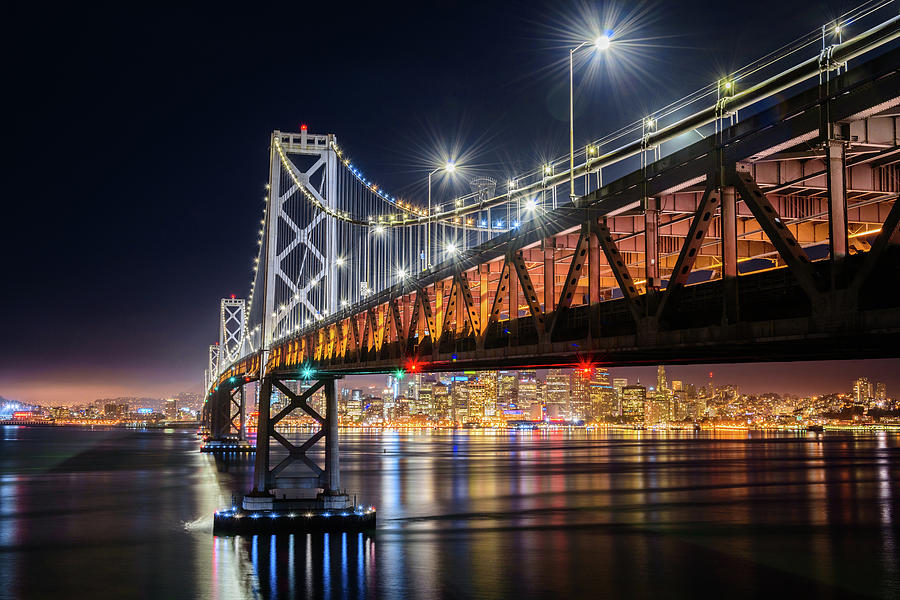 Bay Bridge and San Francisco By Night 17 Photograph by Jason Chu