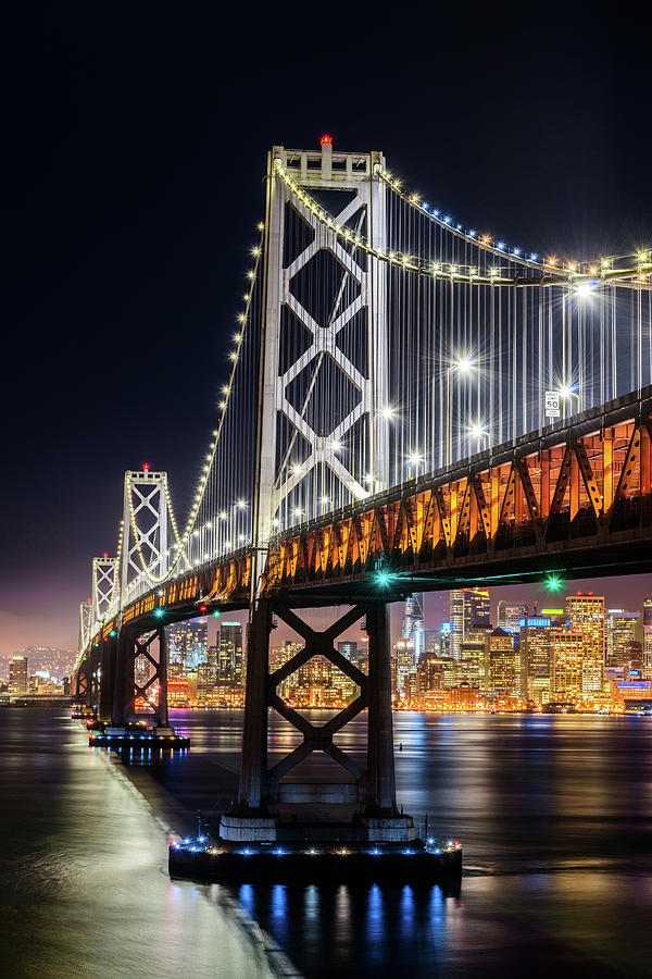 Bay Bridge and San Francisco By Night 9 Photograph by Jason Chu