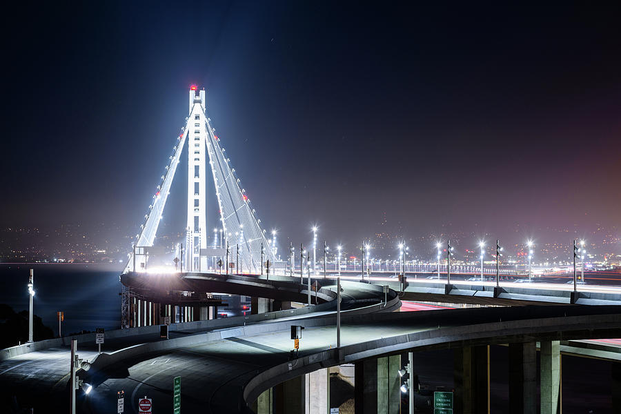 Bay Bridge East By Night 3 Photograph by Jason Chu