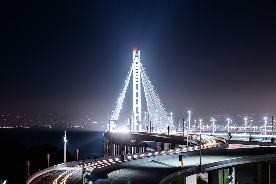 Bay Bridge East By Night 4 Photograph by Jason Chu