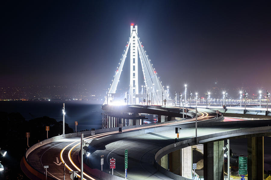 Bay Bridge East By Night 5 Photograph by Jason Chu