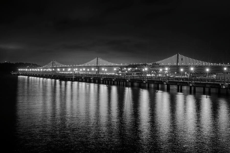 Bay Bridge San Francisco California Black and White Photograph by Toby McGuire
