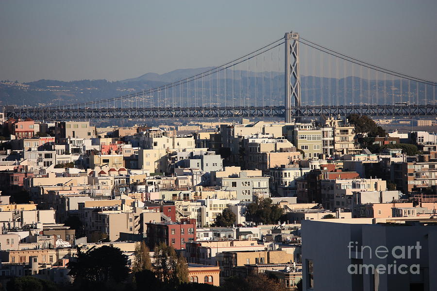Bay Bridge with Houses and Hills Photograph by Carol Groenen