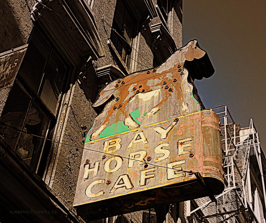 Bay Horse Cafe Sign Photograph by Kathy Barney