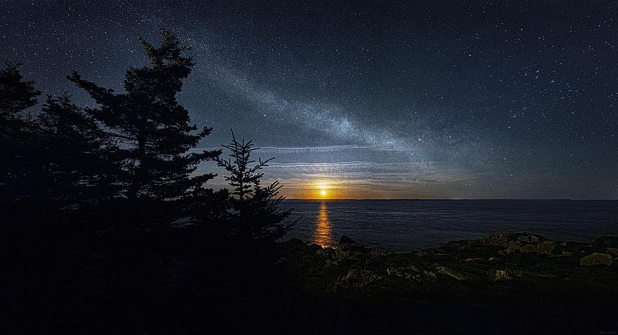 Bay of Fundy Moonrise Panorama Photograph by Marty Saccone