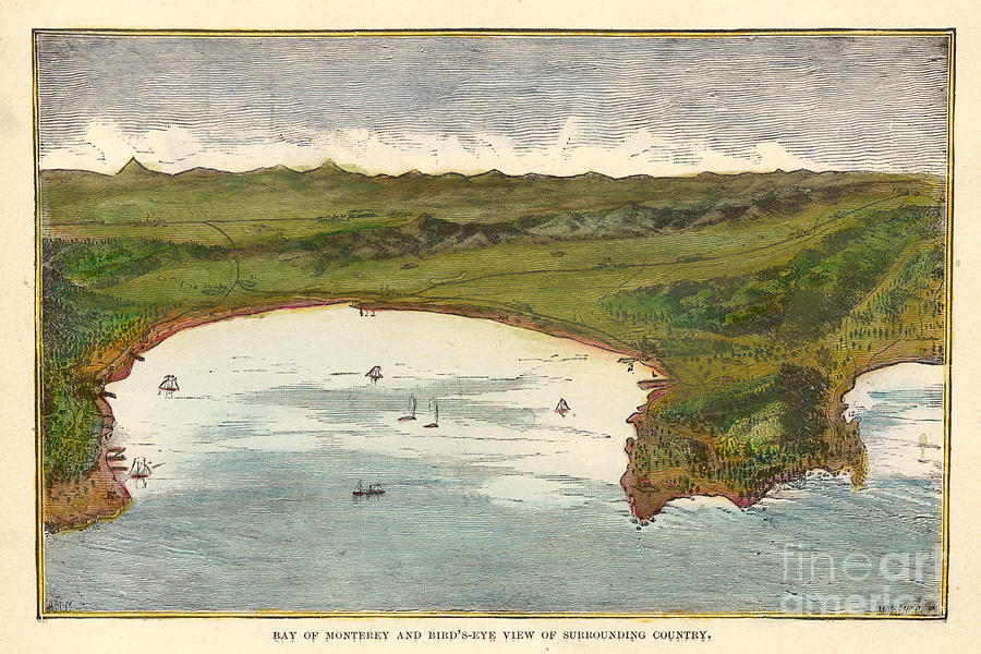 Bay of Monterey and Birdss eye view of Surrounding County Circa 1890 Photograph by Monterey County Historical Society