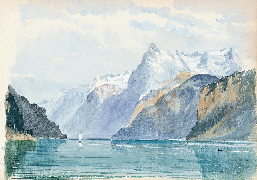 Bay of Uri, Brunnen Drawing by John Singer Sargent